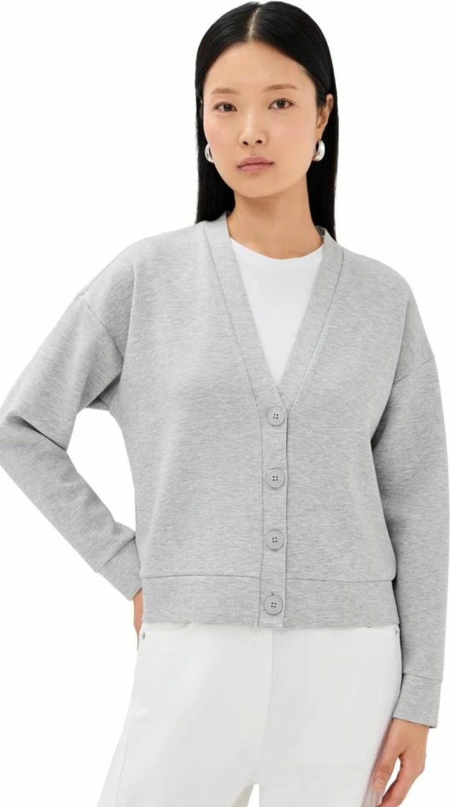 LE BOP Women's Maddie Knit Cardigan Sweater - Soft Casual Long Sleeve Open Front