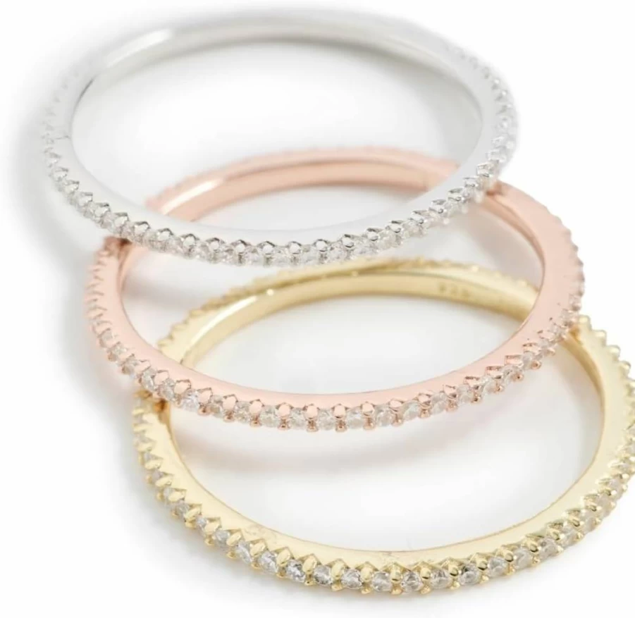 SHASHI Women's Trinity Ring Set - Sterling Silver Stackable Rings for Women, Minimalist Jewelry Gift Set