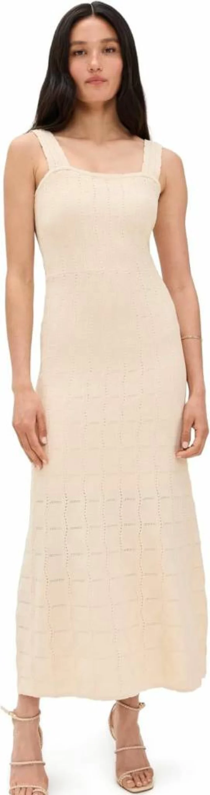 English Factory Women's Scallop Trim Knit Sleeveless Midi Dress - Summer Beach Casual Elegant