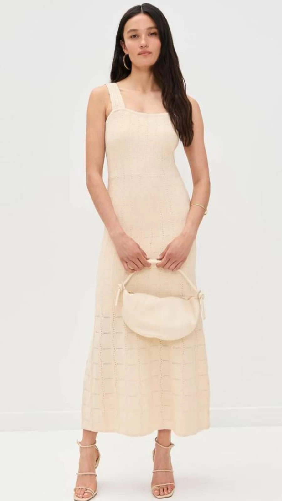 English Factory Women's Scallop Trim Knit Sleeveless Midi Dress - Summer Beach Casual Elegant