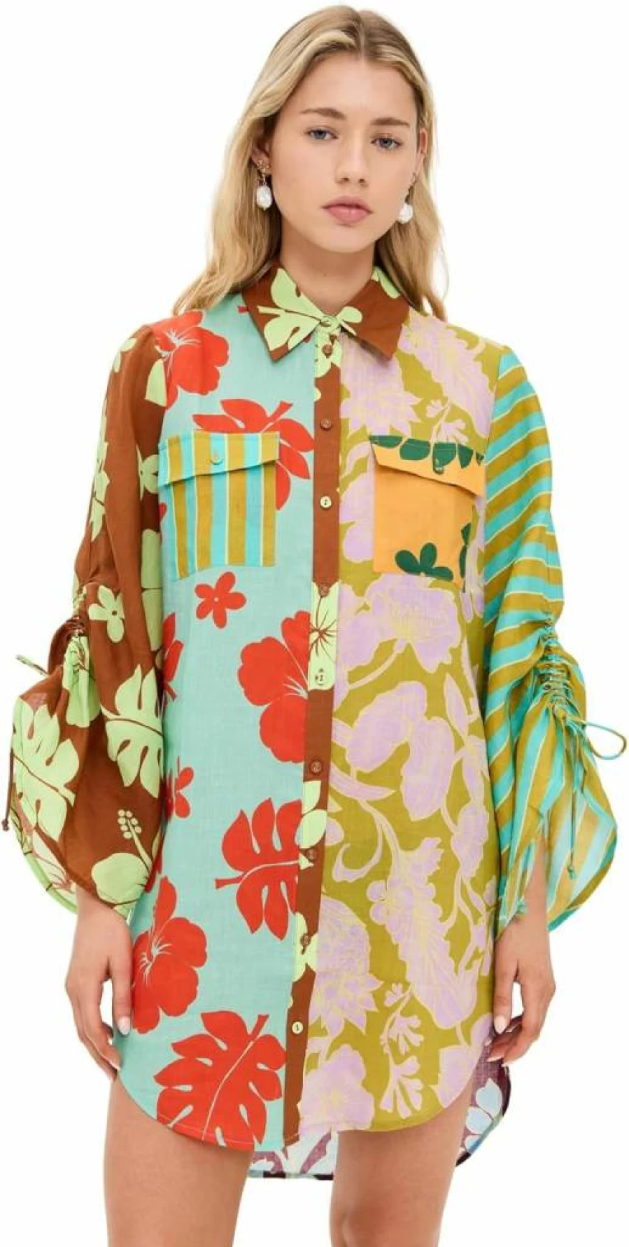 Alemais Women's Poppy Spliced Shirt - Stylish Floral Print Casual Top