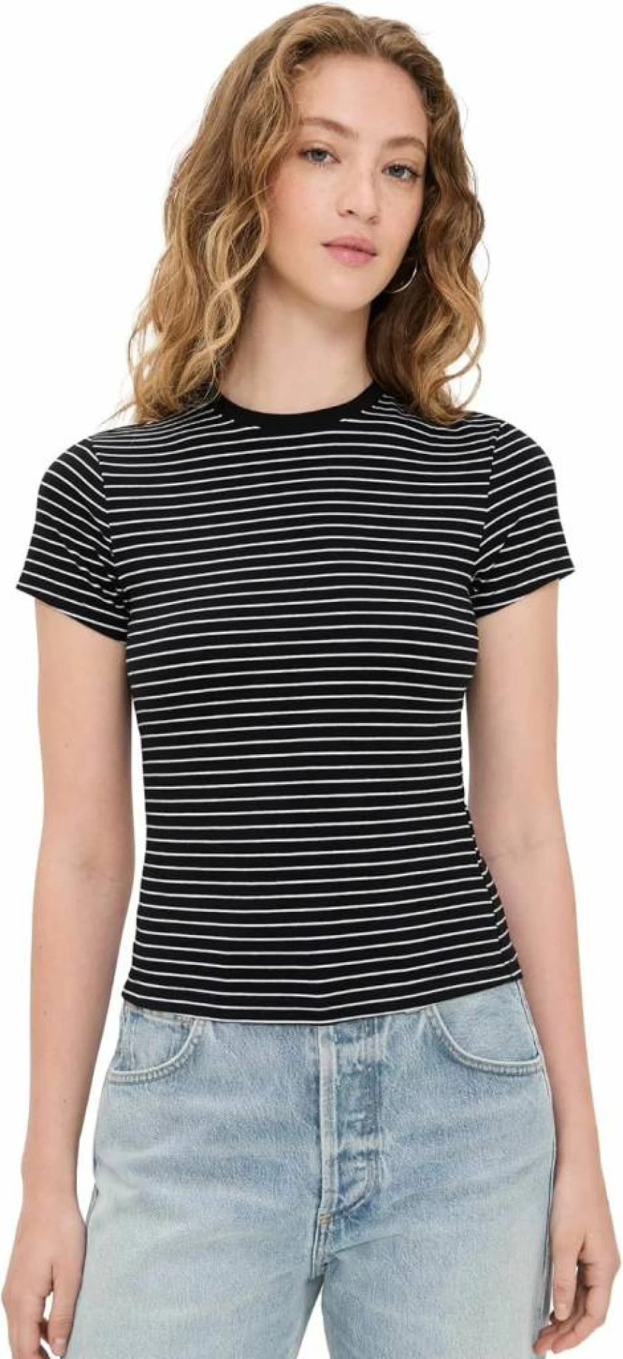 Good American Light Ray001 Stretchy Baby Tee - Soft Comfort Fit Women's T-Shirt