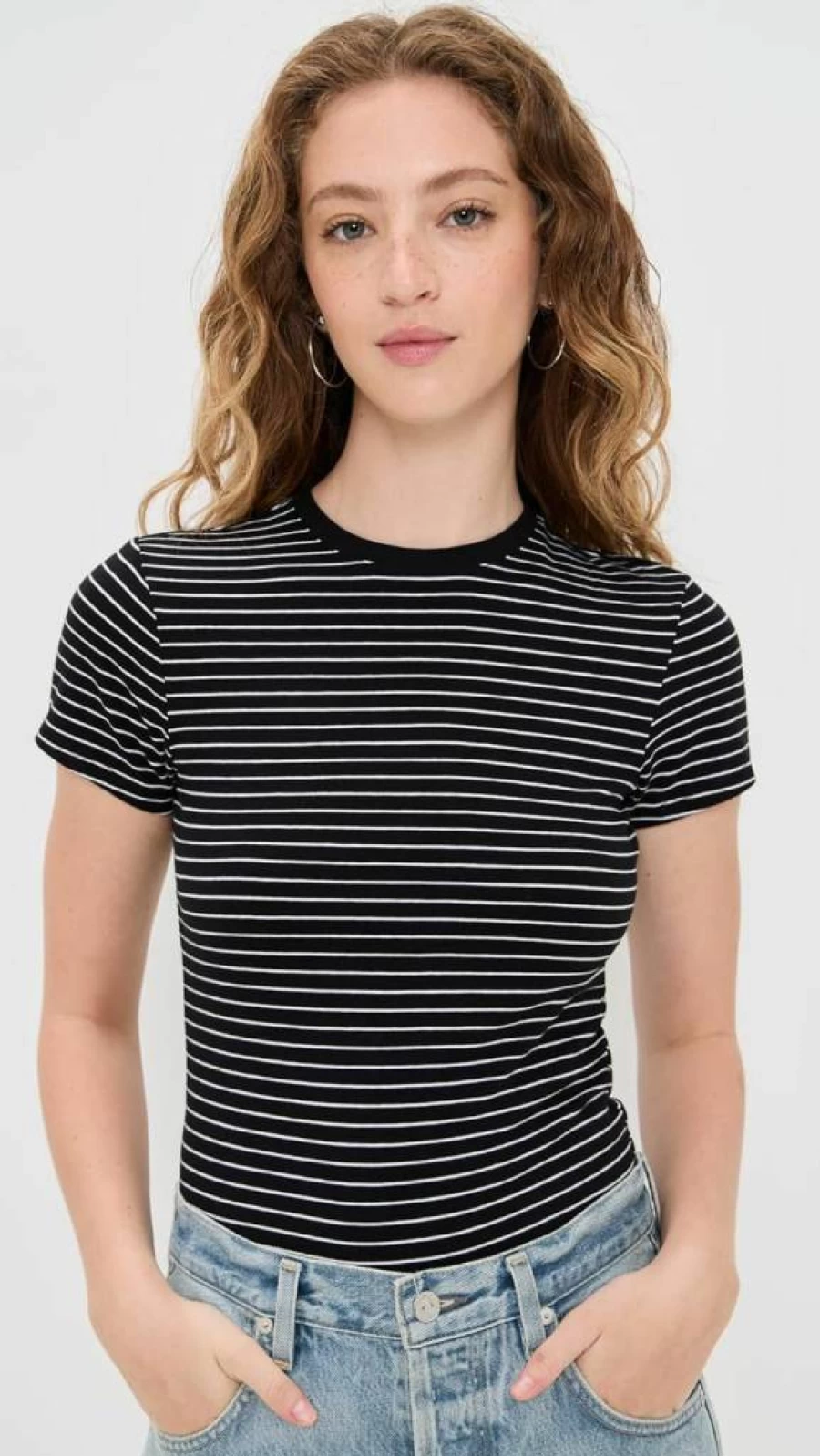 Good American Light Ray001 Stretchy Baby Tee - Soft Comfort Fit Women's T-Shirt