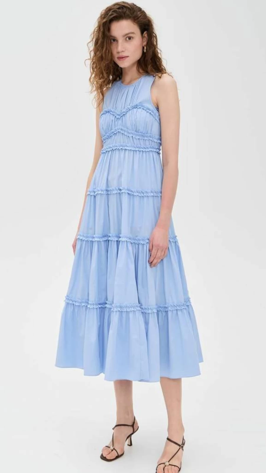 Cinq a Sept Women's Sirrina Dress - Elegant Floral Printed Midi Dress with V-Neck and Ruffle Sleeves