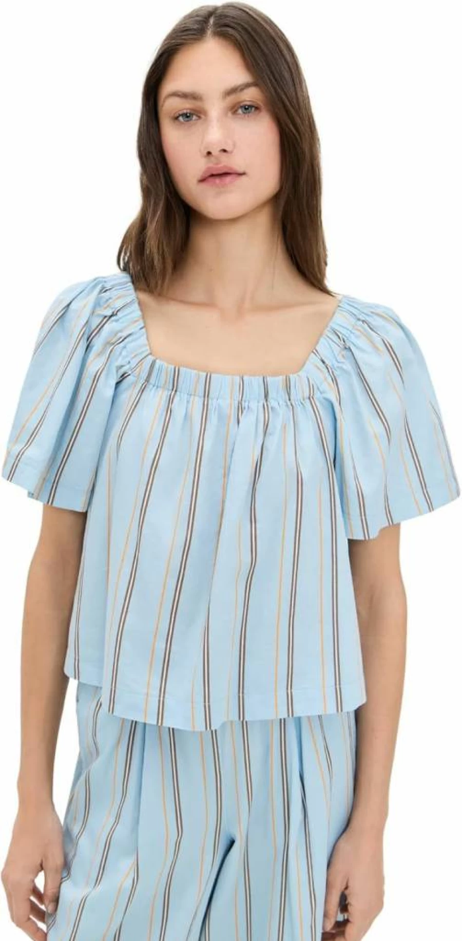 Stateside Women's Striped Poplin Swing Top - Classic Casual Comfort Fit