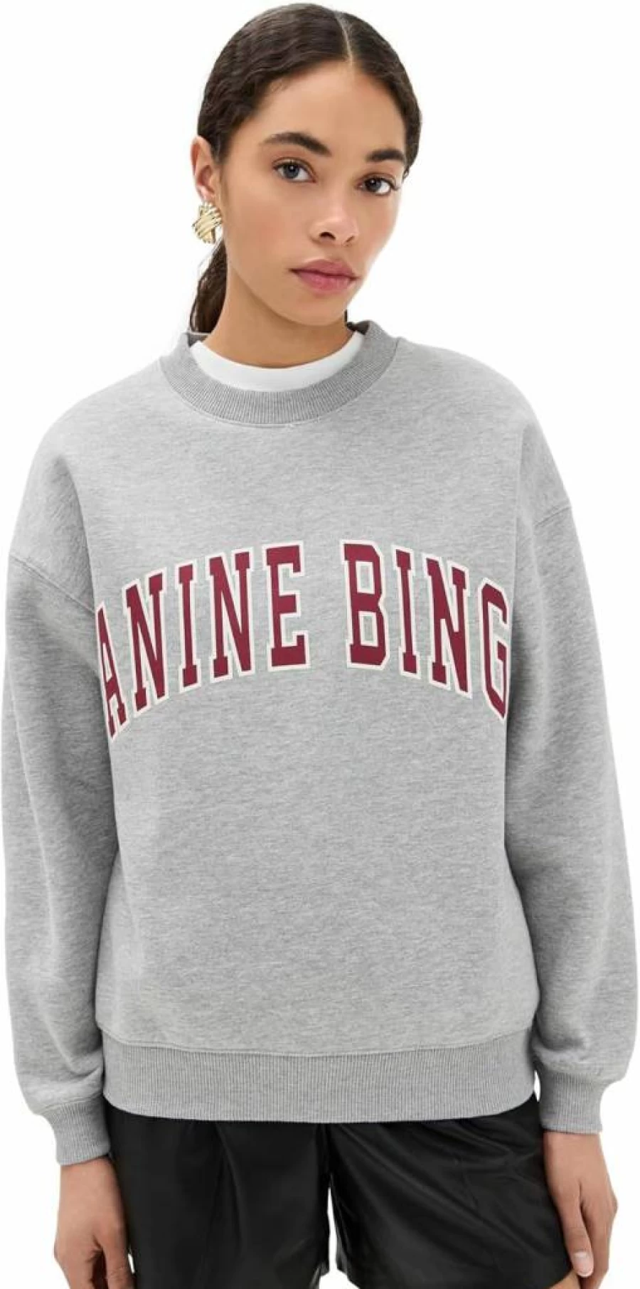 ANINE BING Women's Spencer Sweatshirt | Premium Cotton Blend Pullover | Casual Luxury Sweatshirt for Women