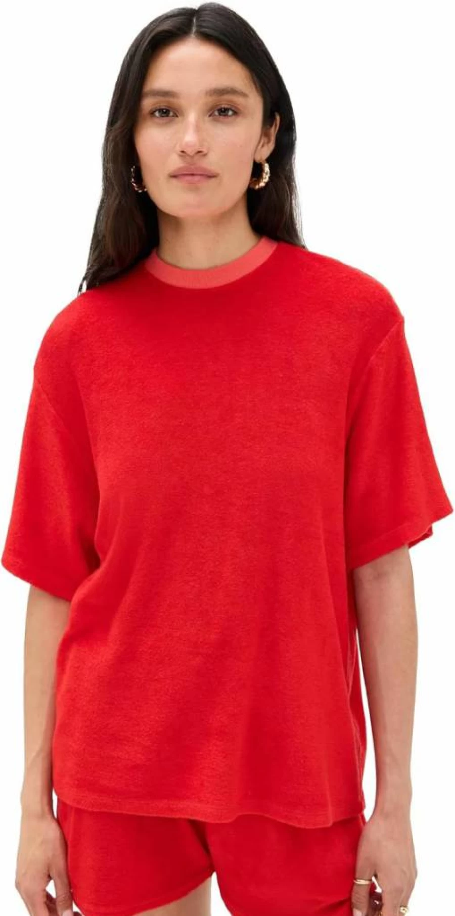LE BOP Women's Farrah Short Sleeve Terry T-Shirt - Casual Comfort Fit Tee