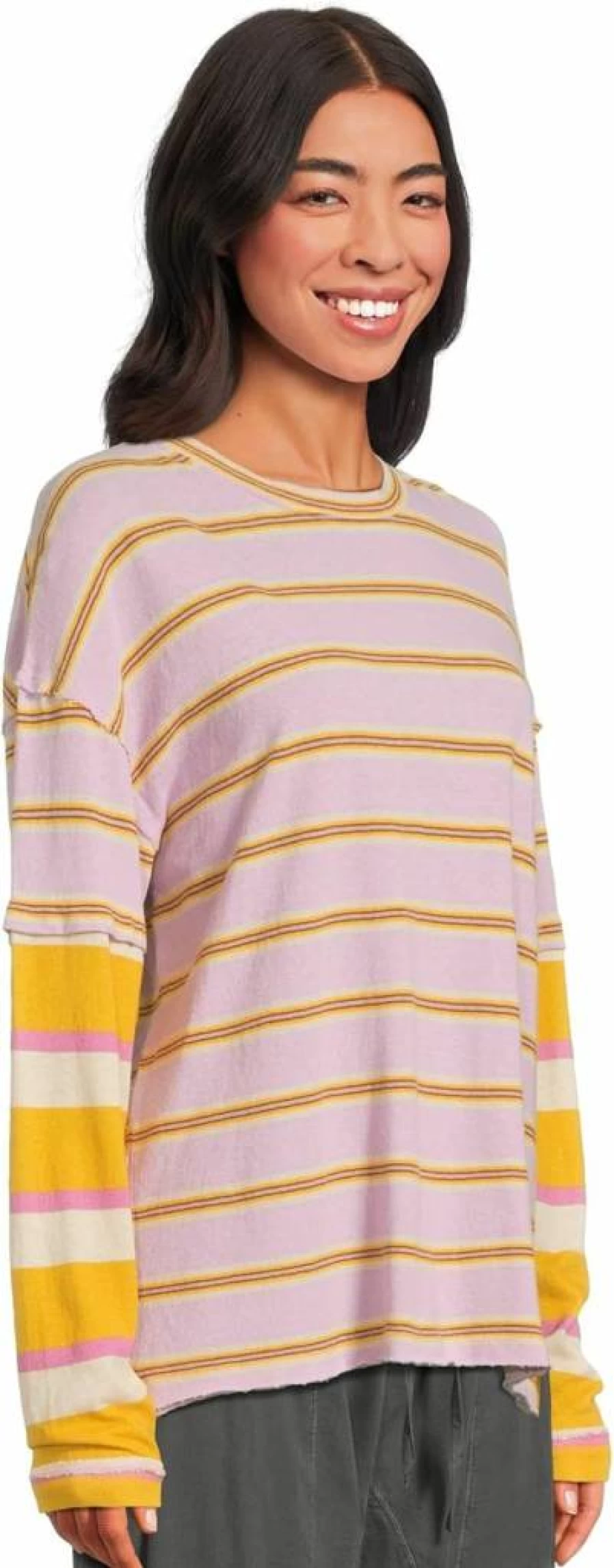 Free People Women's Nina Stripe Long Sleeve Top - Boho Chic Striped Blouse for Women