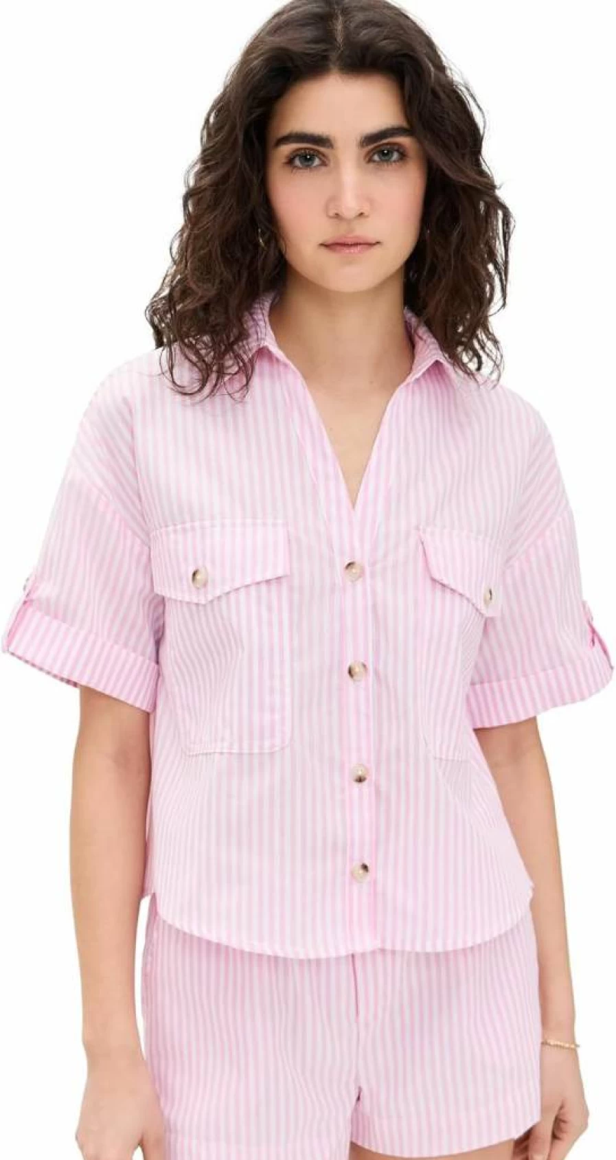 BLANKNYC Women's Anchor Print Button-Down Shirt Casual Long Sleeve Tops