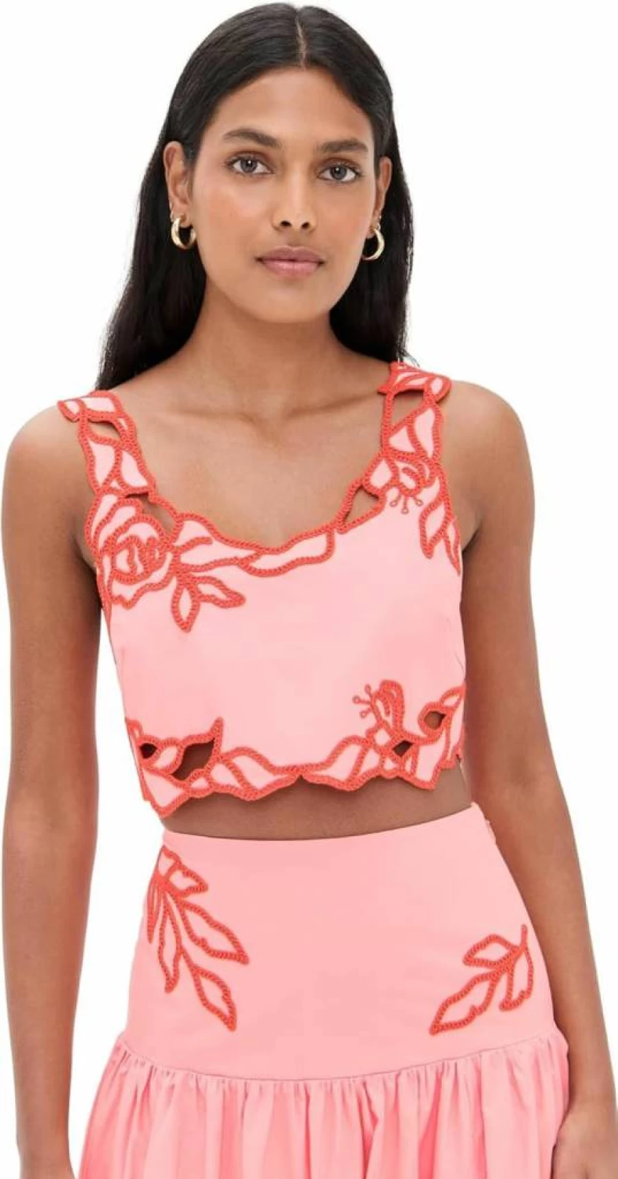 Cinq a Sept Women's Bonita Top with Trailing Peonies Floral Design