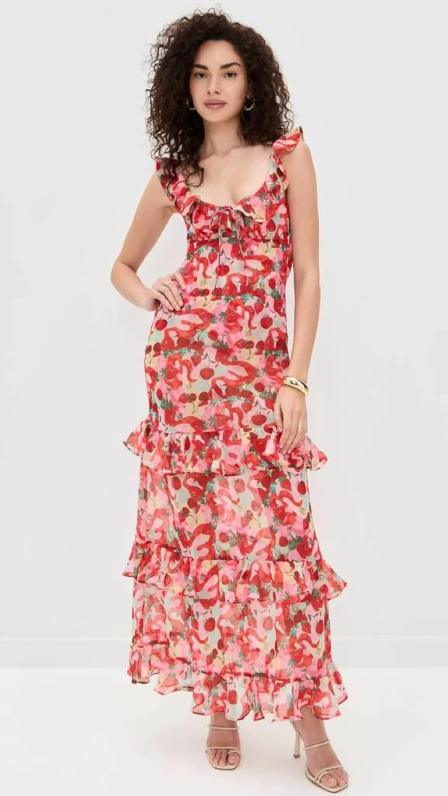 For Love & Lemons Women's Ambrosia Floral Lace Maxi Dress - Bohemian Summer Beach Wedding Party Gown