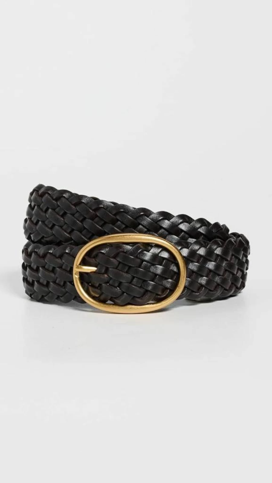 Madewell Women's Leather Oval Buckle Belt - Stylish Woven Design for Everyday Wear