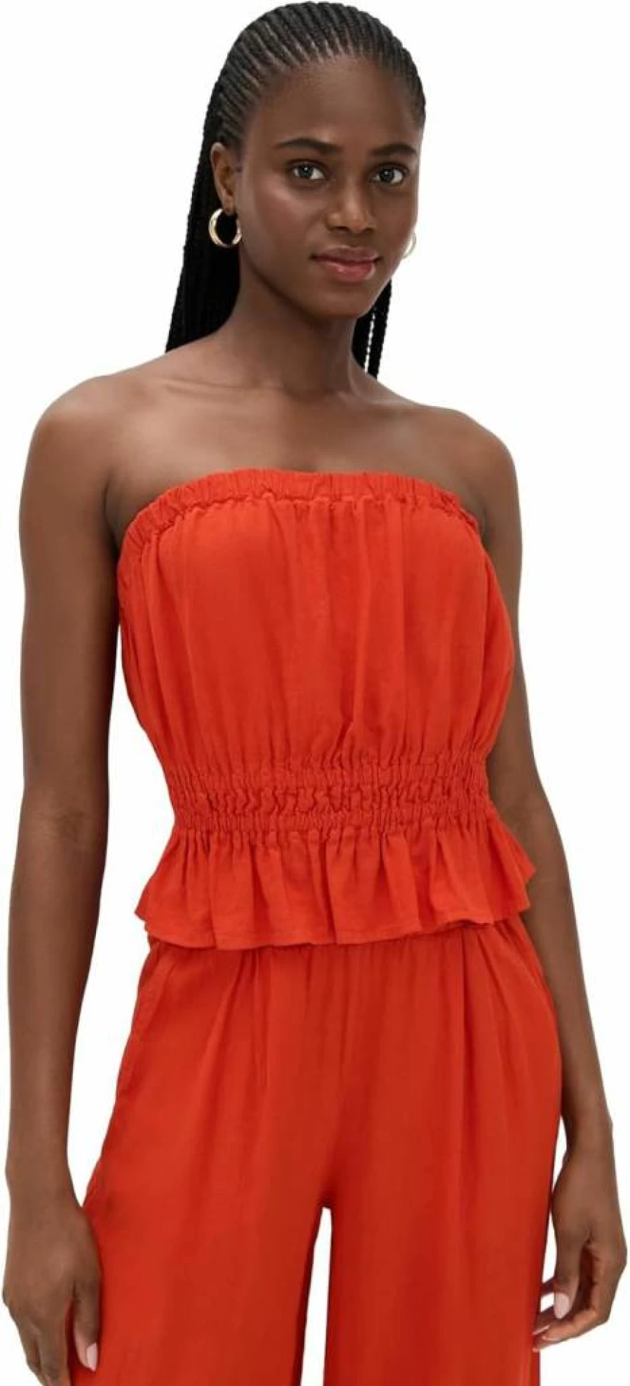 Stateside Women's Linen Crop Top Sleeveless Tube Top Summer Fashion