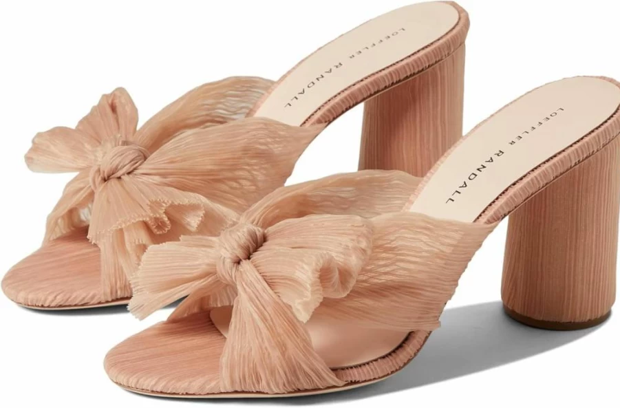 Loeffler Randall Women's Penny Pleated Bow Sandals – Elegant Bow Detail Flat Sandals for Women