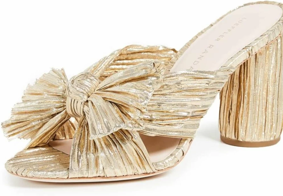 Loeffler Randall Women's Penny Pleated Bow Sandals – Elegant Bow Detail Flat Sandals for Women