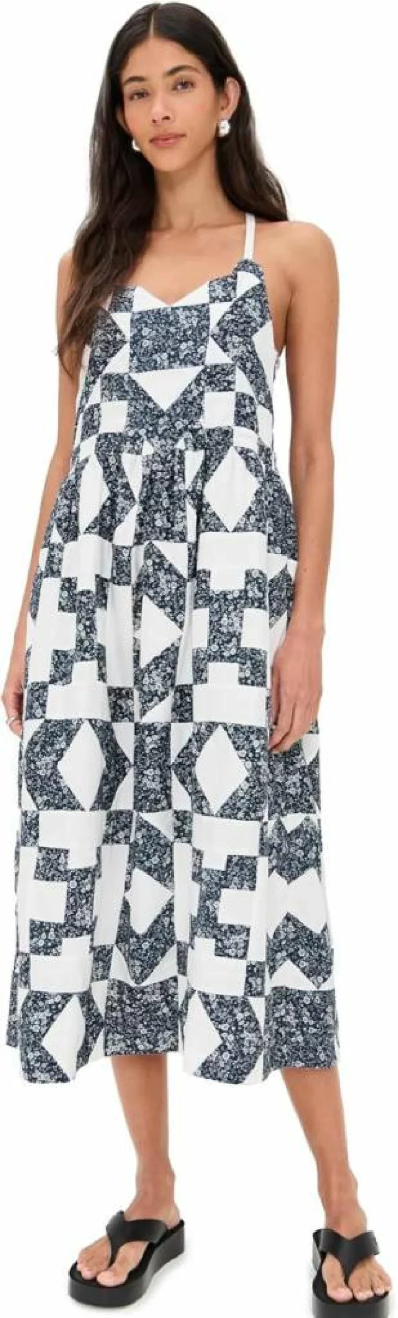 Sea Women's Ana Patchwork Print Sleeveless Summer Dress - Floral Boho Tank Beach Dress