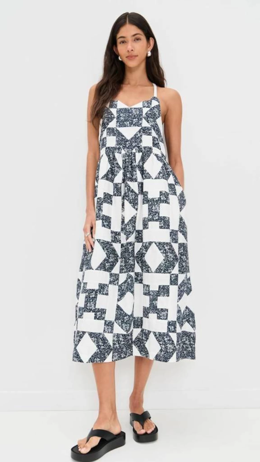 Sea Women's Ana Patchwork Print Sleeveless Summer Dress - Floral Boho Tank Beach Dress
