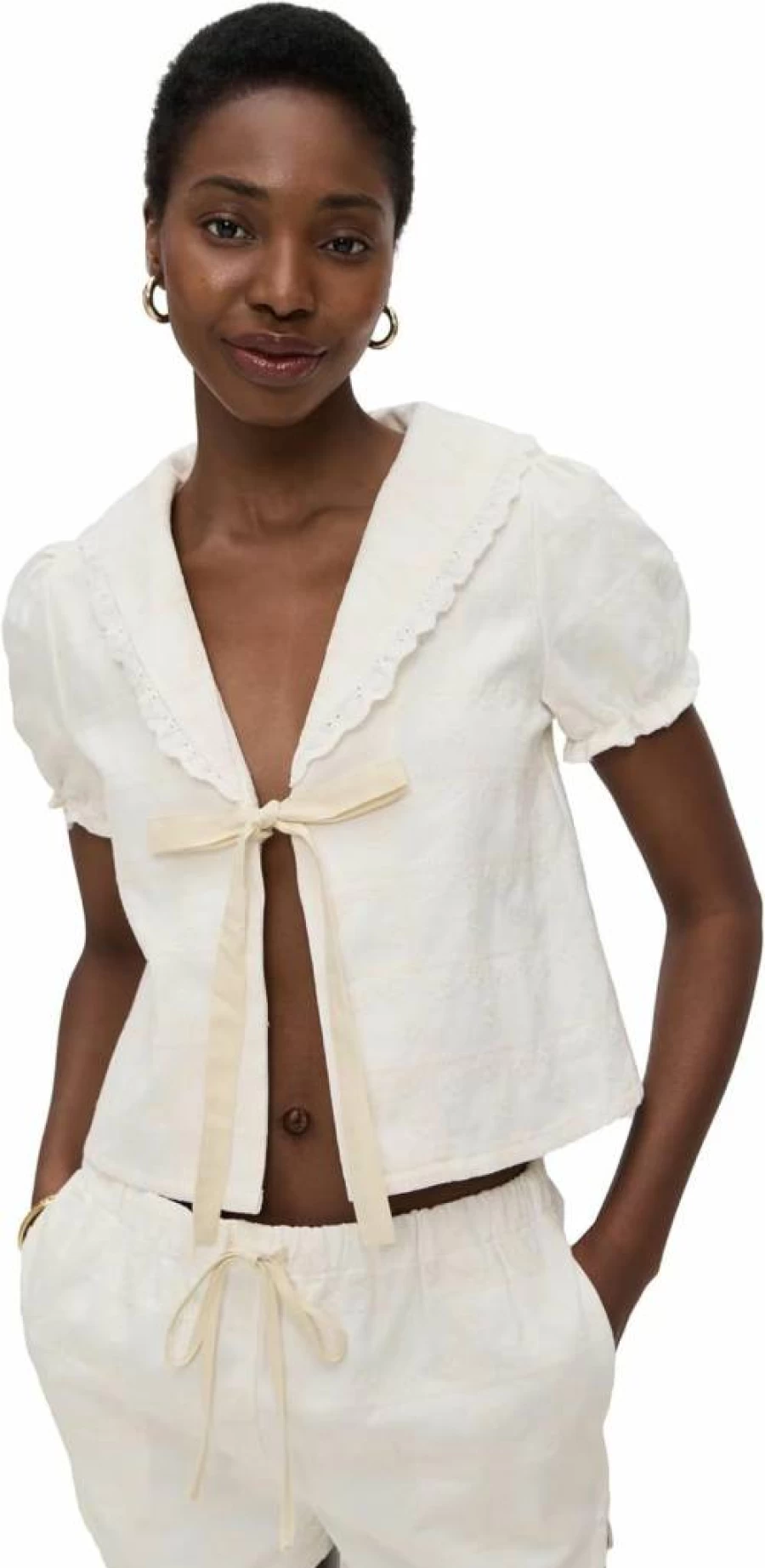 Bailey Rose Women's Floral Eyelet Blouse - Stylish Lace Detail Summer Top