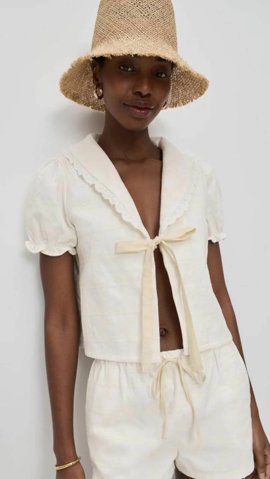Bailey Rose Women's Floral Eyelet Blouse - Stylish Lace Detail Summer Top