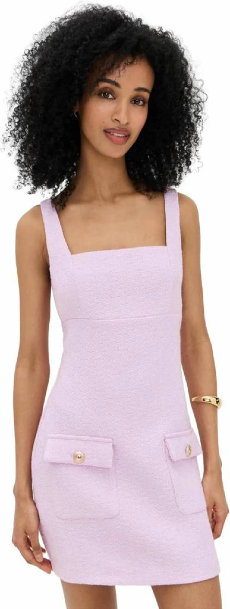 Endless Rose Women's Square Neck Tweed Mini Dress - Elegant Vintage Style Short Sleeve Outfit