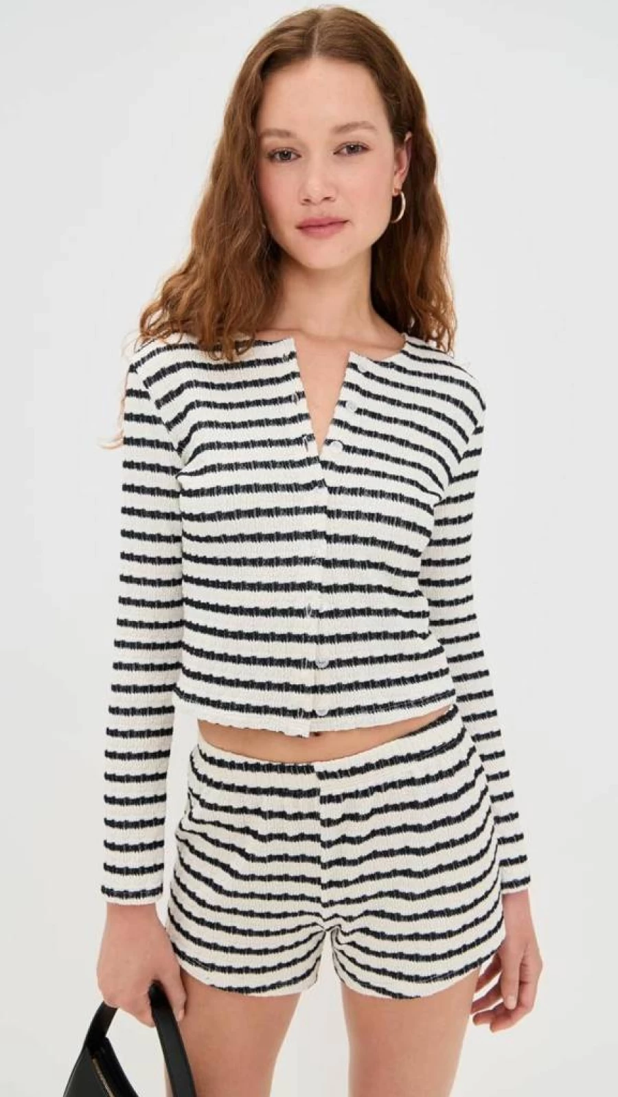 LE BOP Women's Eloise Knit Cardigan - Soft Casual Long Sleeve Open Front Sweater