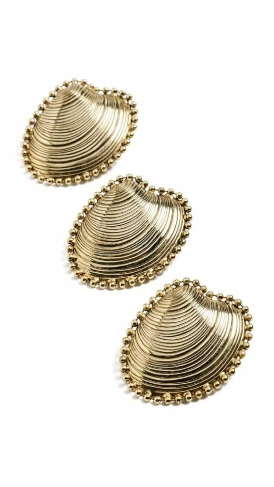 LELET NY Kya Seashell Clip Set - 3 Piece Ball Chain Hair Accessories in Antique Gold, One Size