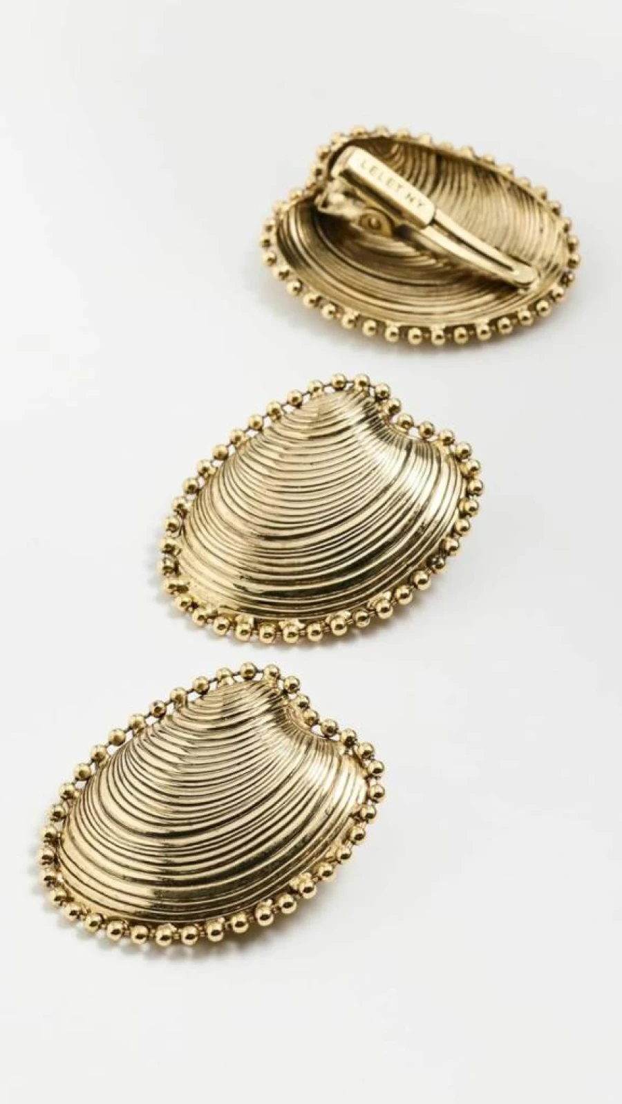 LELET NY Kya Seashell Clip Set - 3 Piece Ball Chain Hair Accessories in Antique Gold, One Size