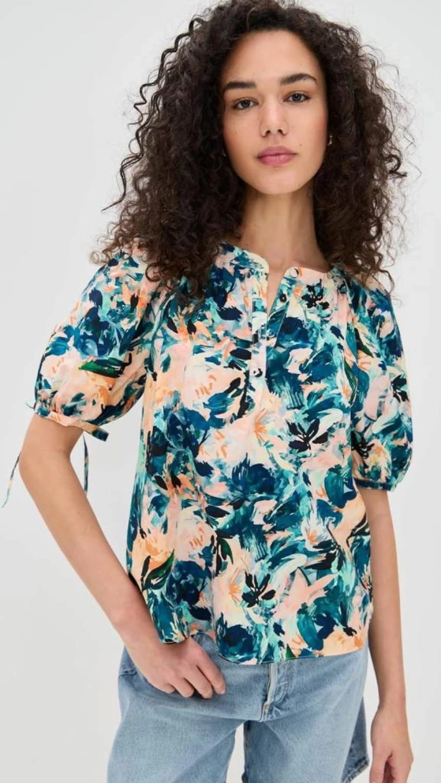 Ulla Johnson Women's Vienne Blouse | Floral Printed Silk Top | Elegant Feminine Shirt