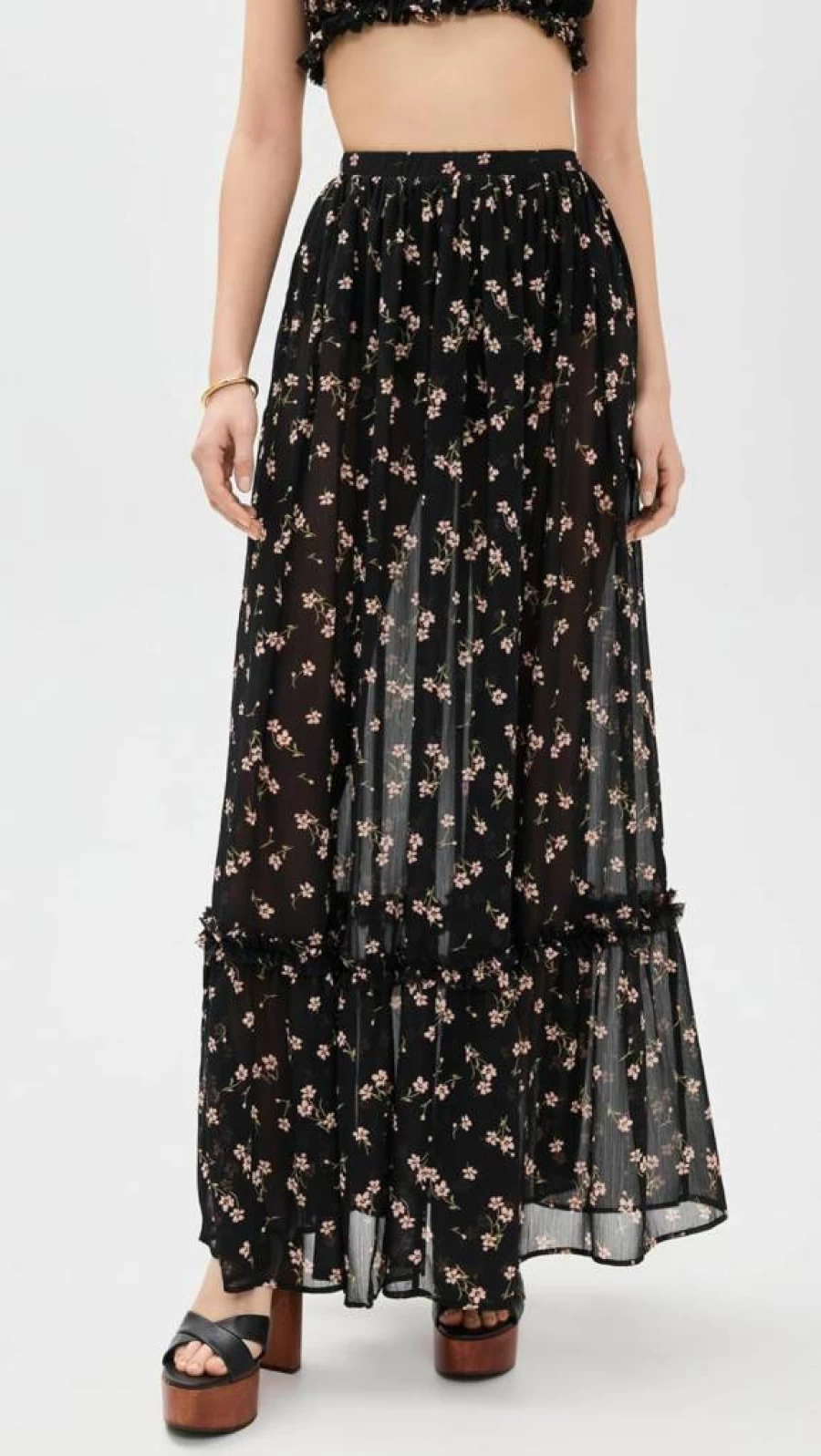 AFRM Women's Allegra Flowy Midi Skirt - Boho Chic Printed A-Line Summer Skirt