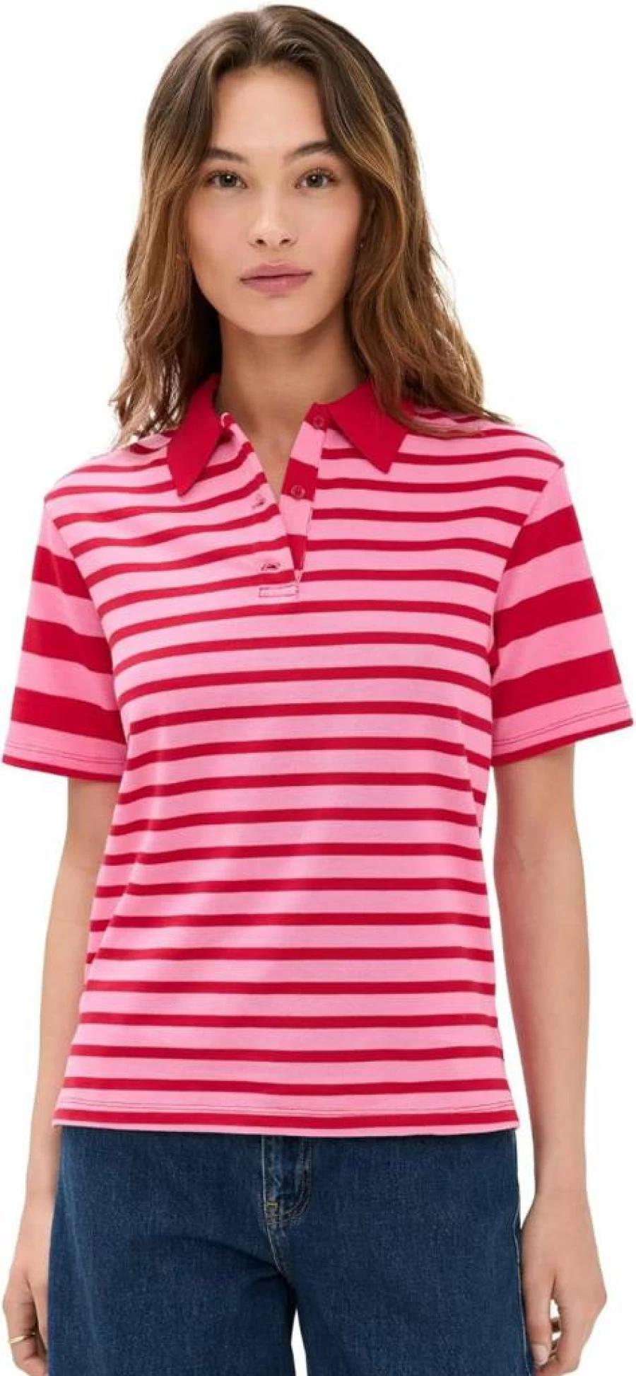 English Factory Women's Striped Short Sleeve Knitted T-Shirt Casual Summer Top