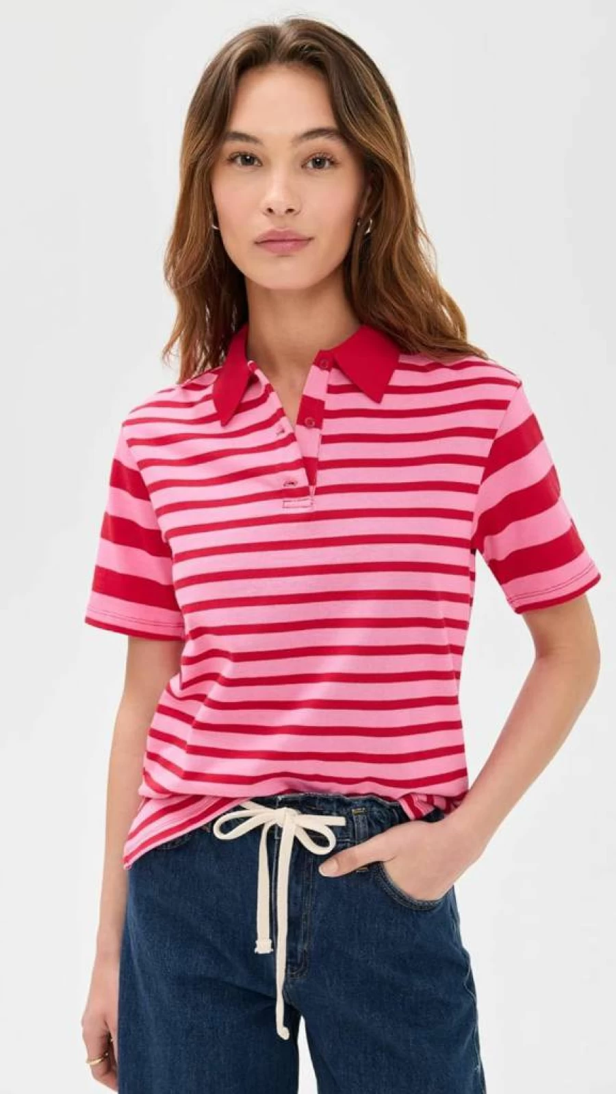 English Factory Women's Striped Short Sleeve Knitted T-Shirt Casual Summer Top