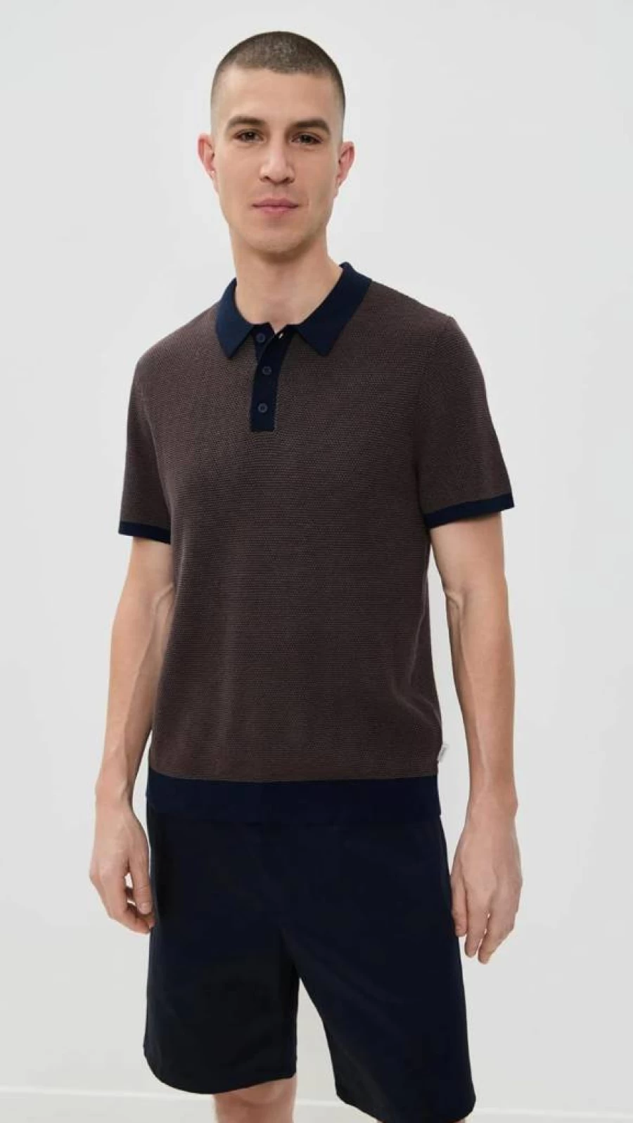 Onia Men's Premium Cotton Textured Knit Polo Shirt - Classic Casual Style