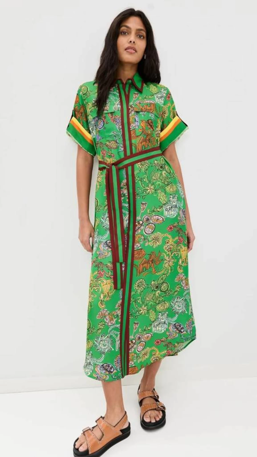 Alemais Women's Fiesta Floral Print Shirtdress - Boho Summer Dress with Button Front