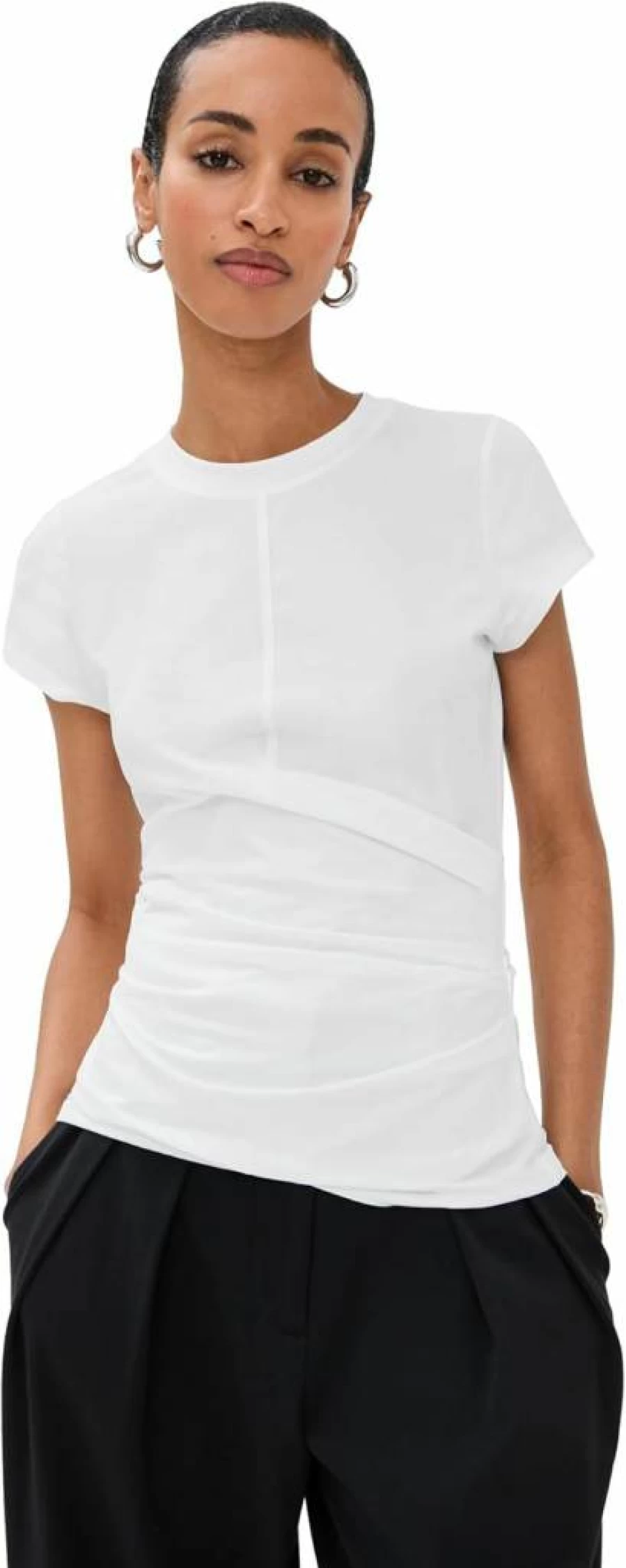 3.1 Phillip Lim Women's Oversized Draped Cotton T-Shirt - Casual Elegant Feminine Top