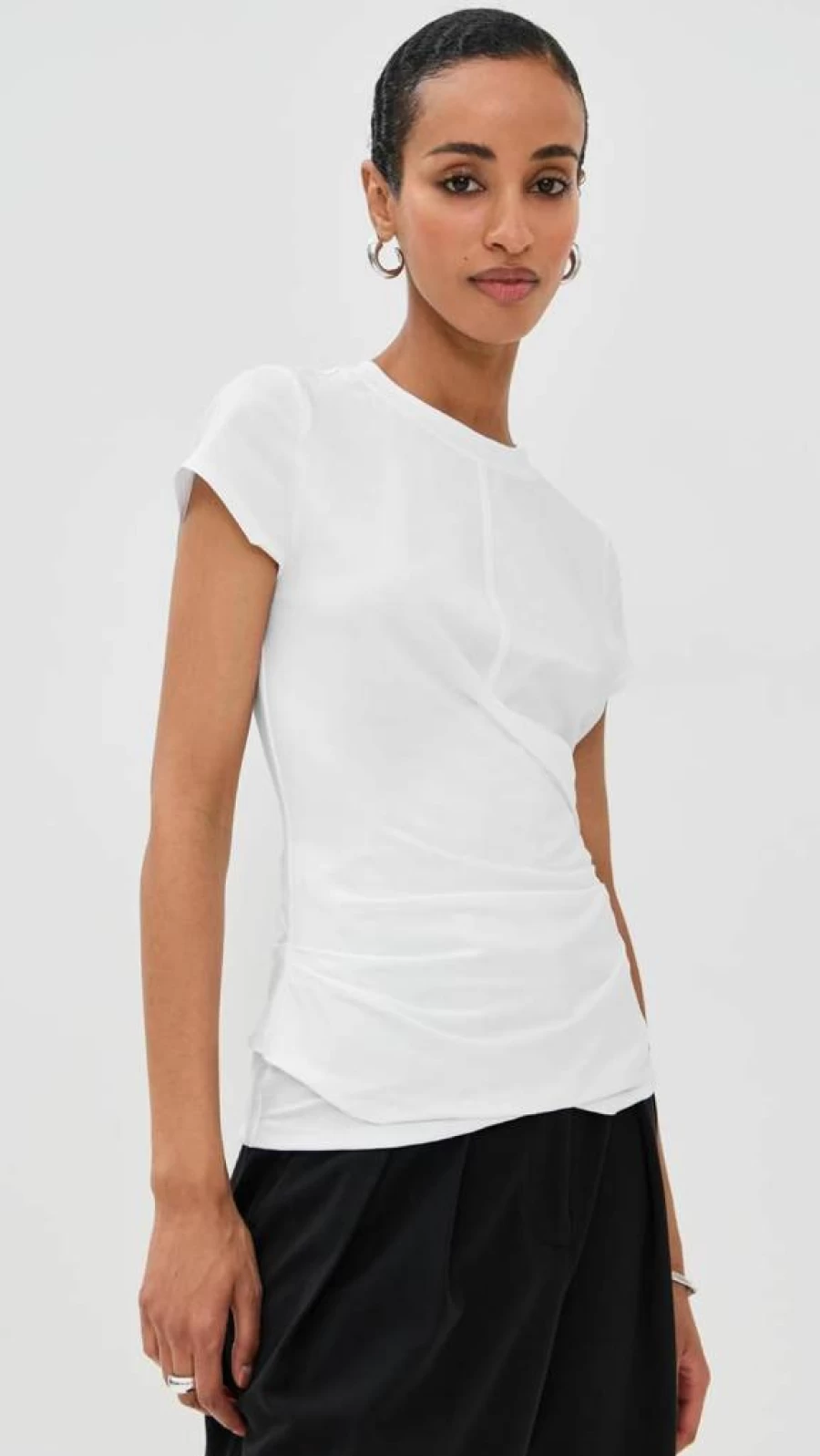 3.1 Phillip Lim Women's Oversized Draped Cotton T-Shirt - Casual Elegant Feminine Top