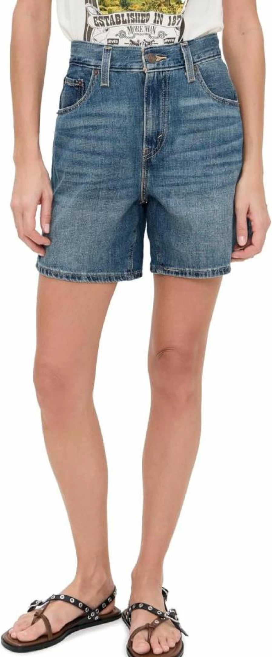 Levi's Women's High Waisted Baggy Denim Shorts - Vintage 90s Relaxed Fit Casual Style