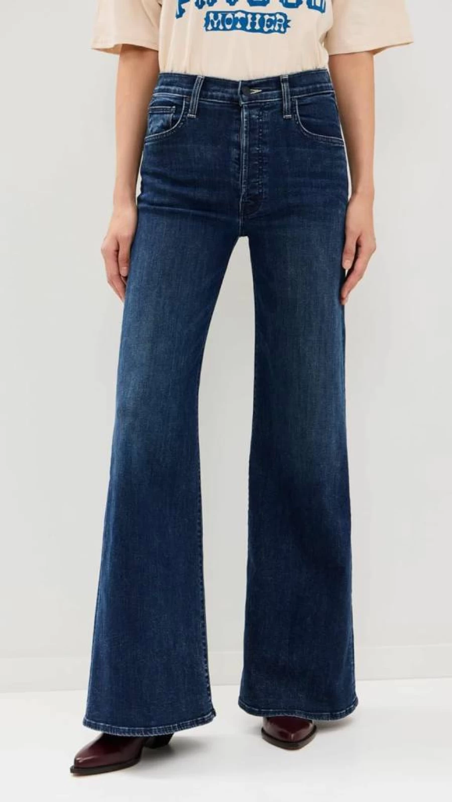 MOTHER Women's Tomcat Roller Sneaker Jeans - Distressed Denim High-Waisted Skinny Fit