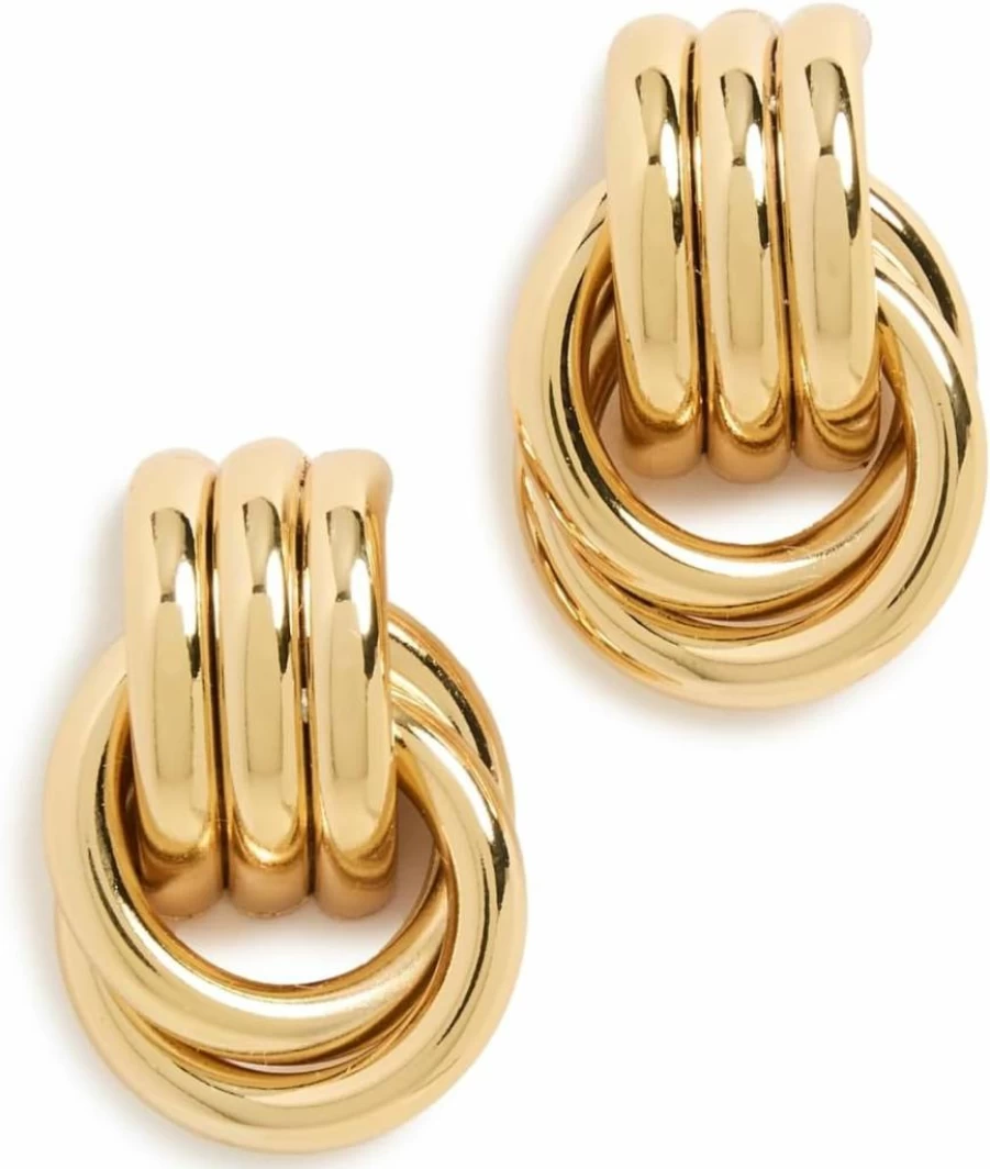 Heaven Mayhem Women's Minimalist Baby Knot Stud Earrings – Delicate Gold Hoop Earrings for Everyday Wear