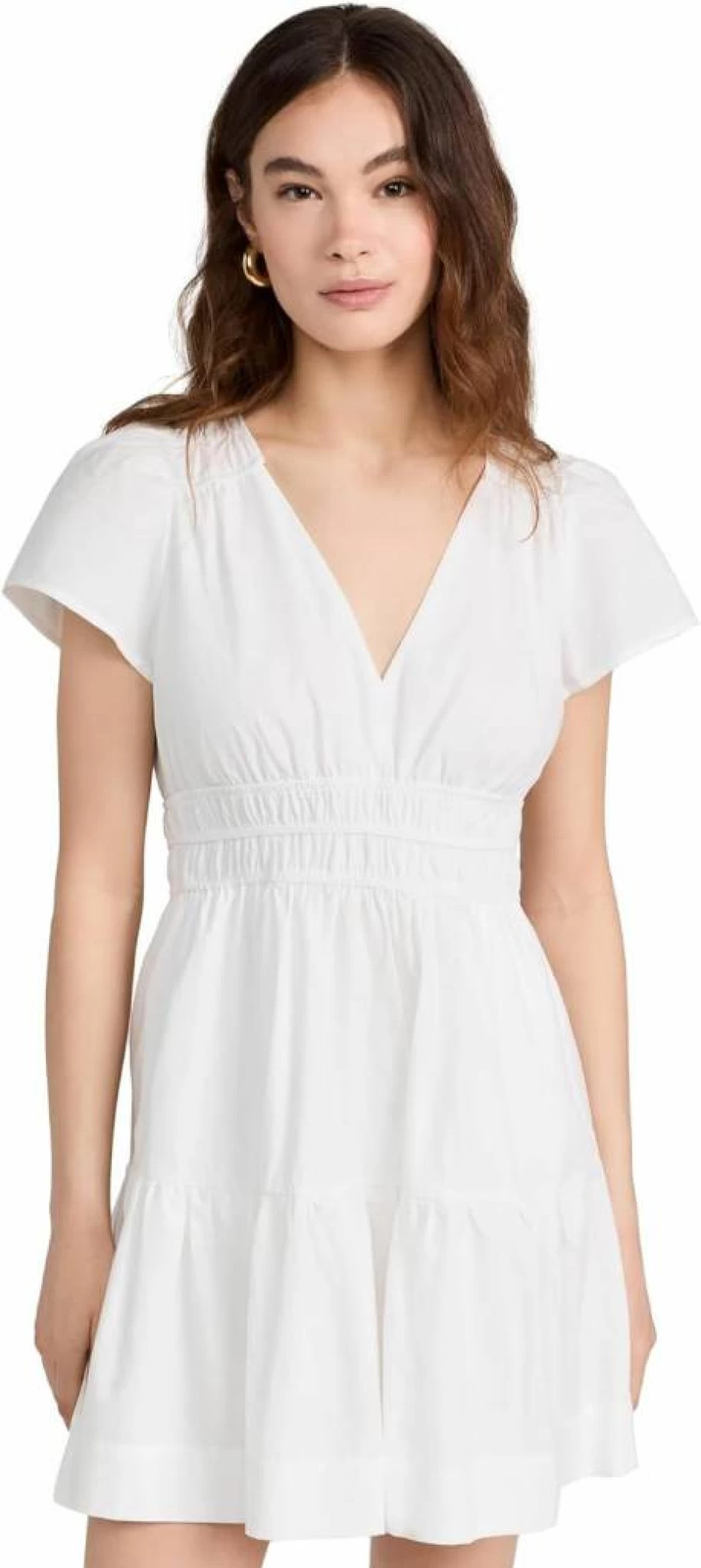 Marea Women's Flutter Sleeve Dress - Elegant Flowy Summer Dress with V-Neck and Tiered Skirt