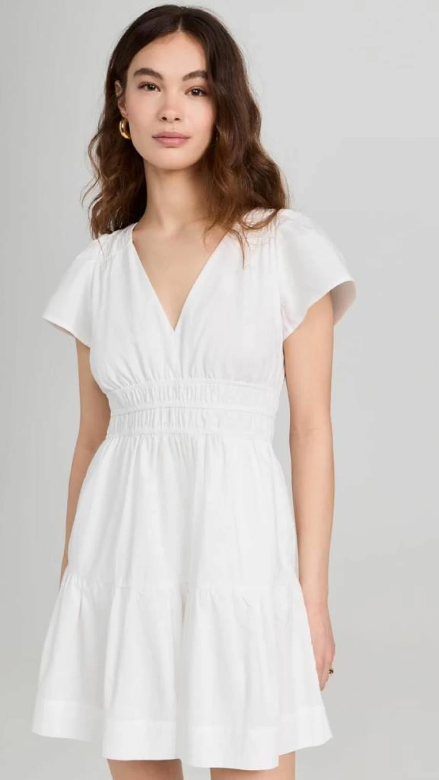 Marea Women's Flutter Sleeve Dress - Elegant Flowy Summer Dress with V-Neck and Tiered Skirt