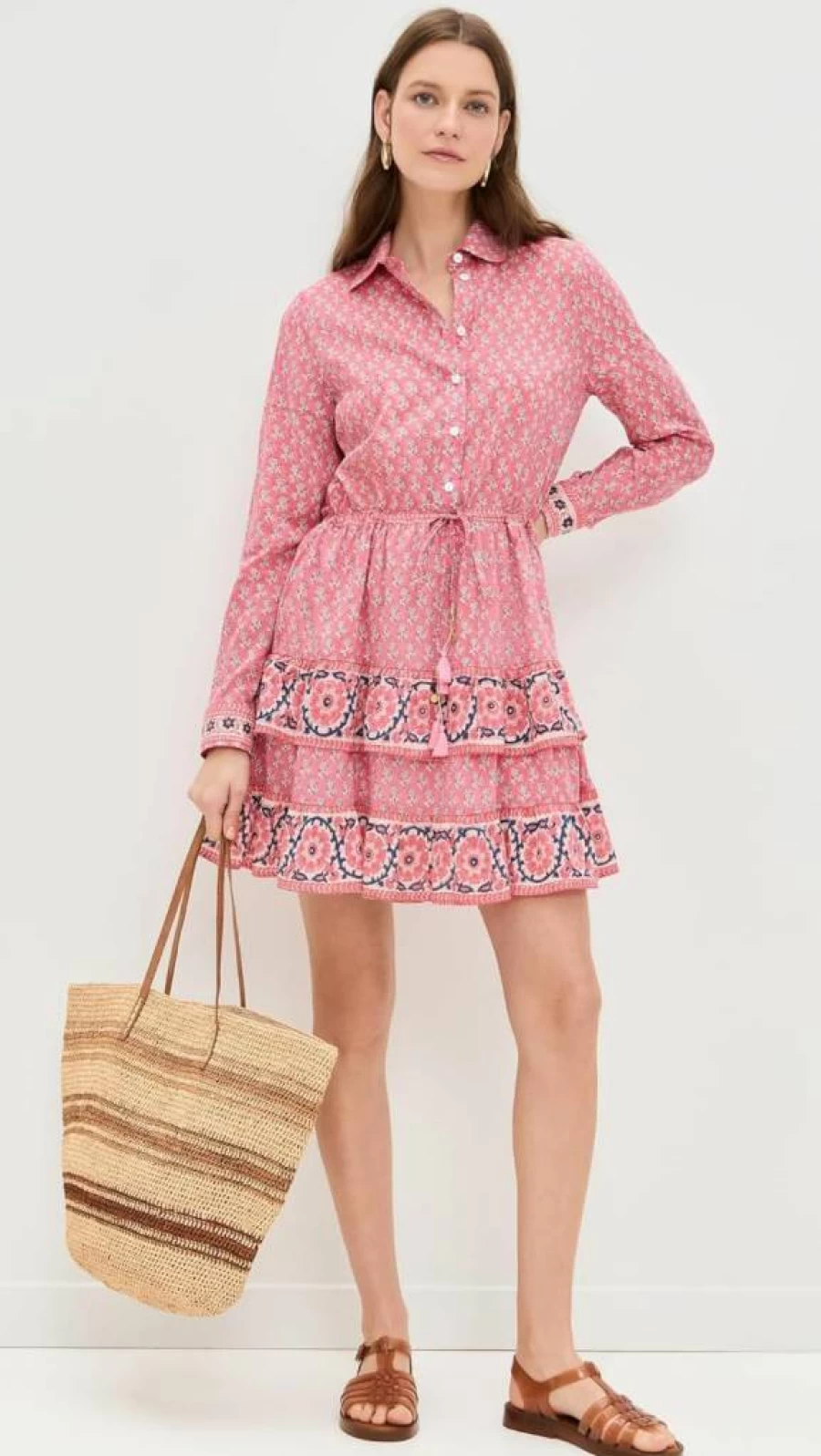 BELL Women's Blake Button-Down Shirt Dress Casual Long Sleeve Stylish Comfortable