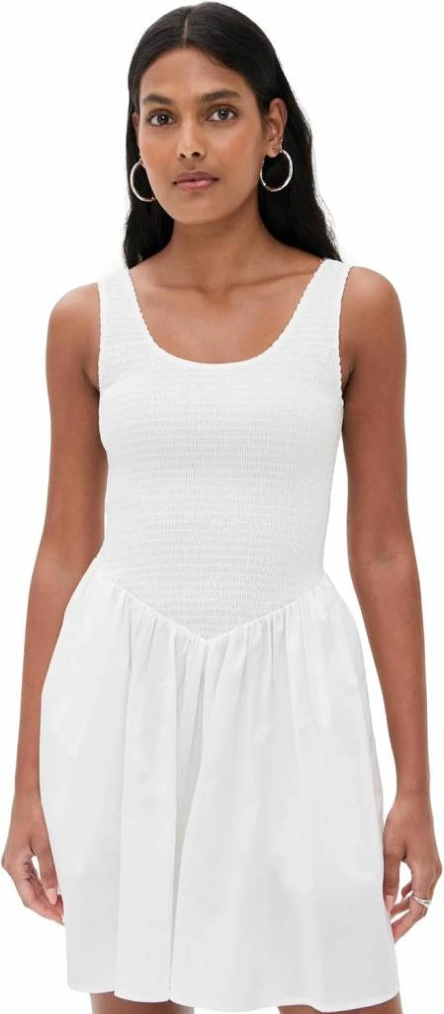 WAYF Dana Smocked Mini Dress for Women - Flowy Summer Dress with Ruffles