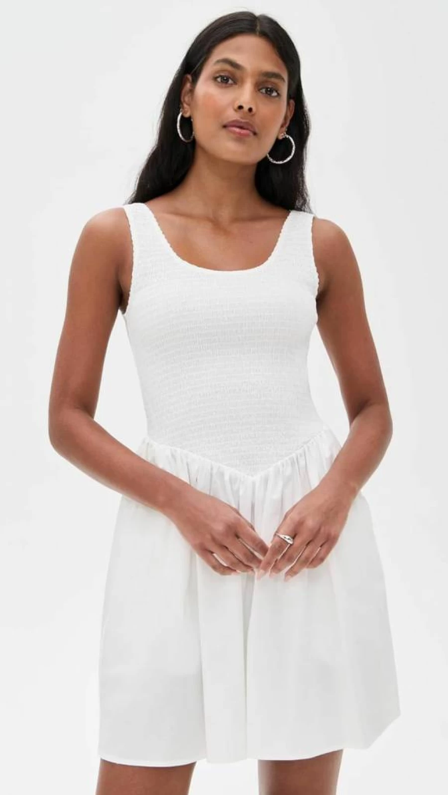 WAYF Dana Smocked Mini Dress for Women - Flowy Summer Dress with Ruffles