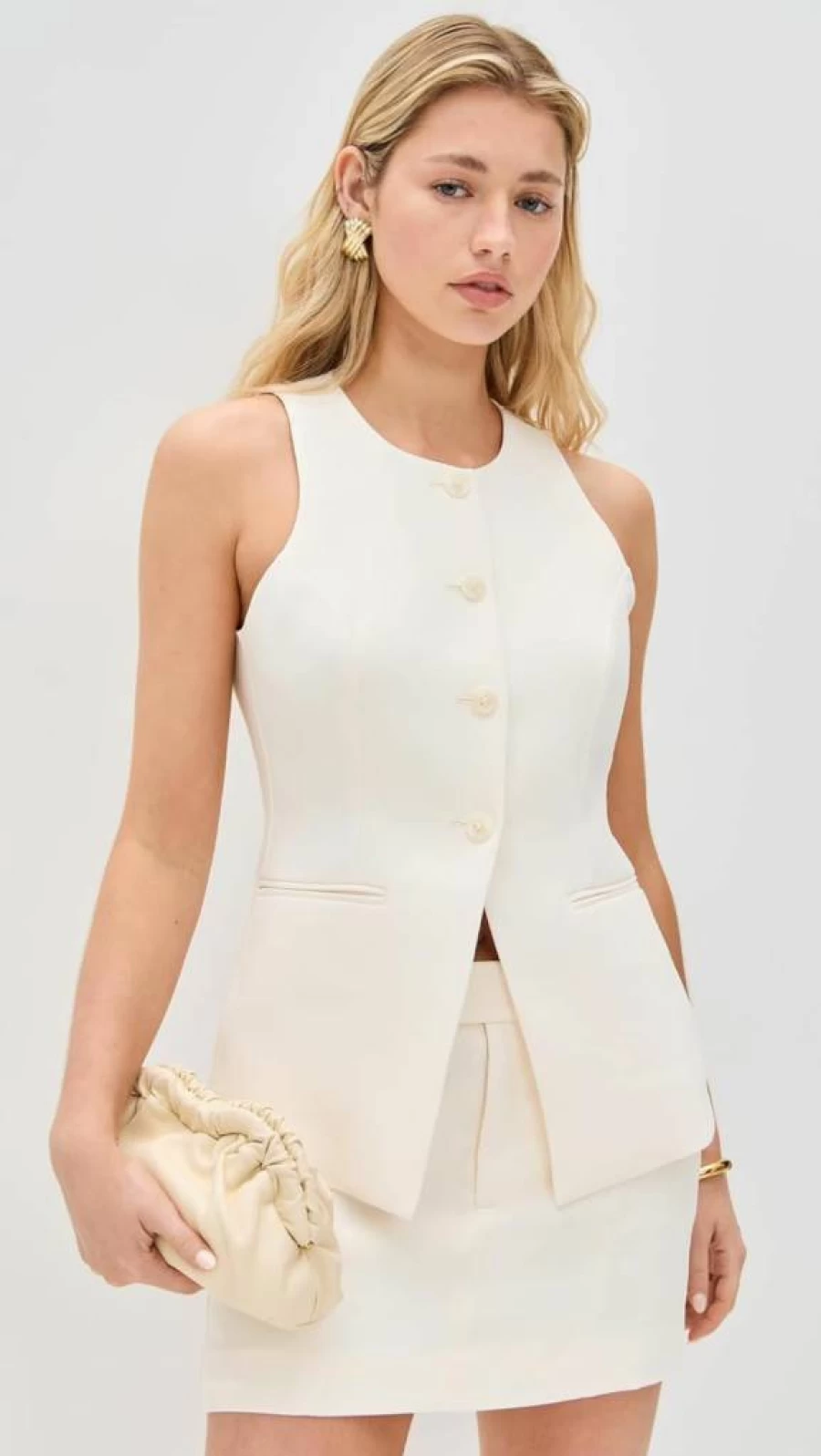 Good American Women's Sculpted Suit Vest - Luxe Tailored Fit for Modern Style