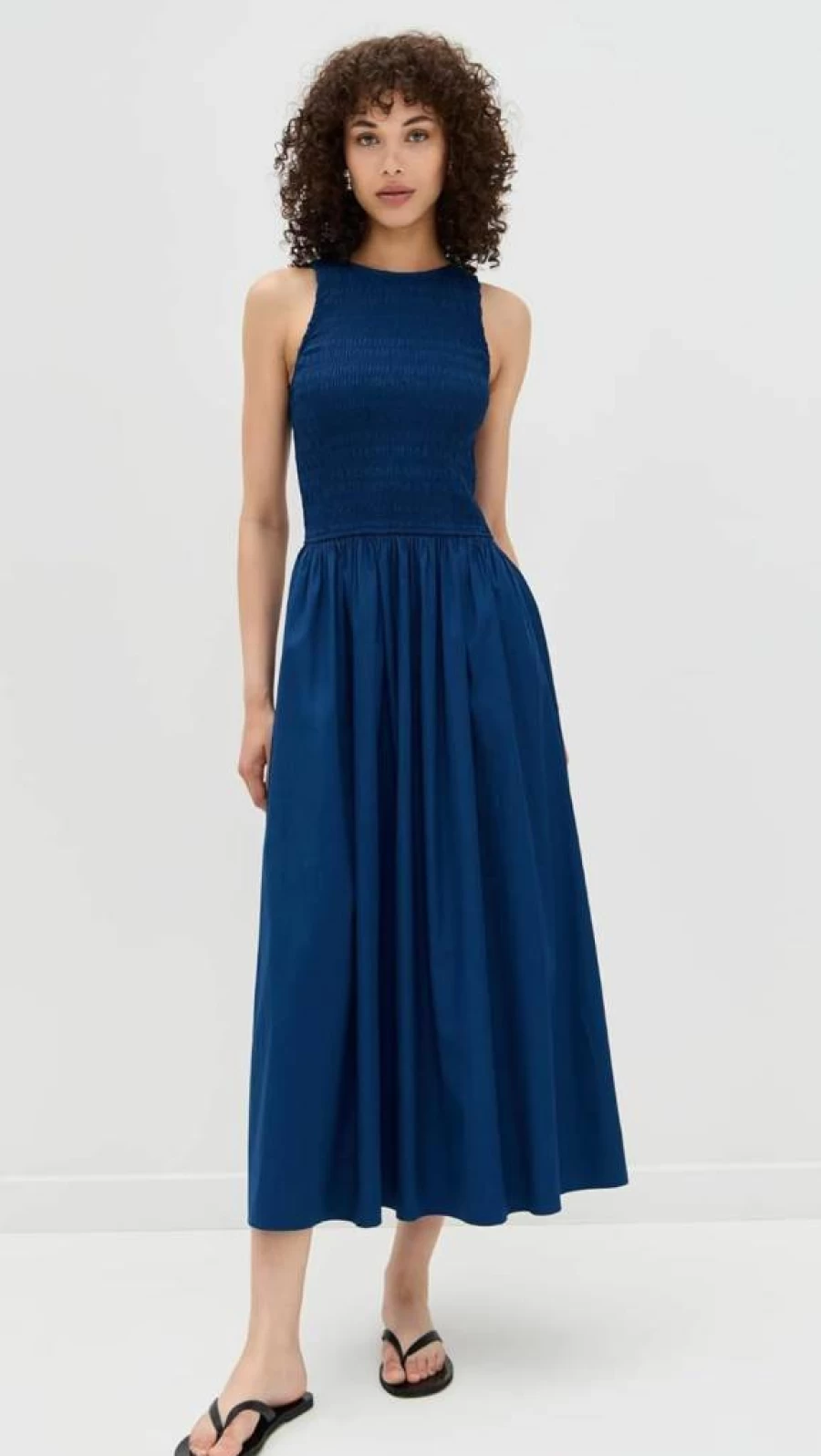 Madewell Women's Sicily Dress - Flowy Summer Midi Dress with V-Neck and Short Sleeves