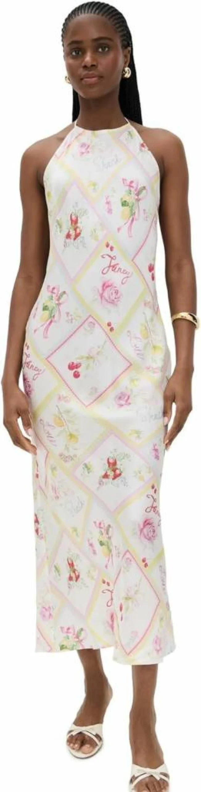 LOVESHACKFANCY Women's Brynthe Floral Dress - Boho Chic Midi Dress for Women