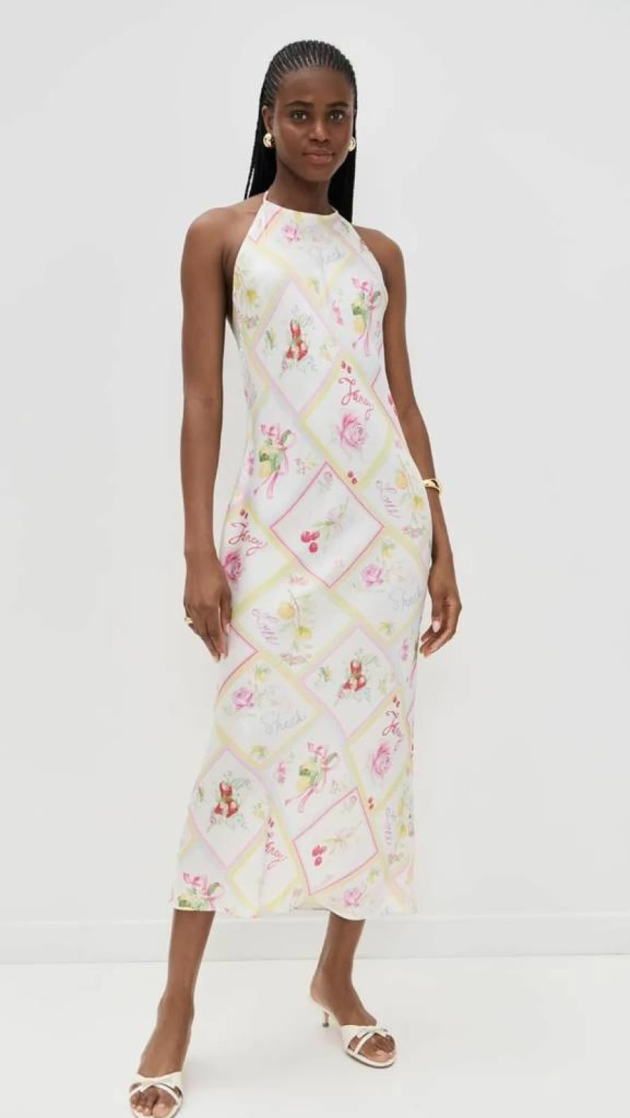 LOVESHACKFANCY Women's Brynthe Floral Dress - Boho Chic Midi Dress for Women