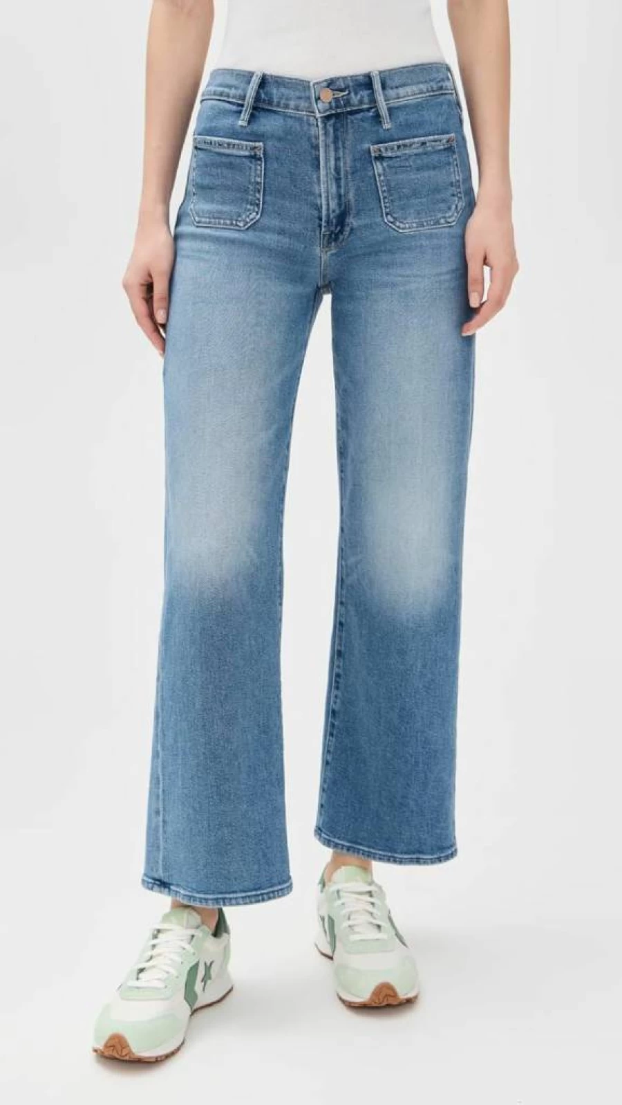 MOTHER Women's High-Rise Ankle Jeans with Patch Pockets - Maven Denim Style
