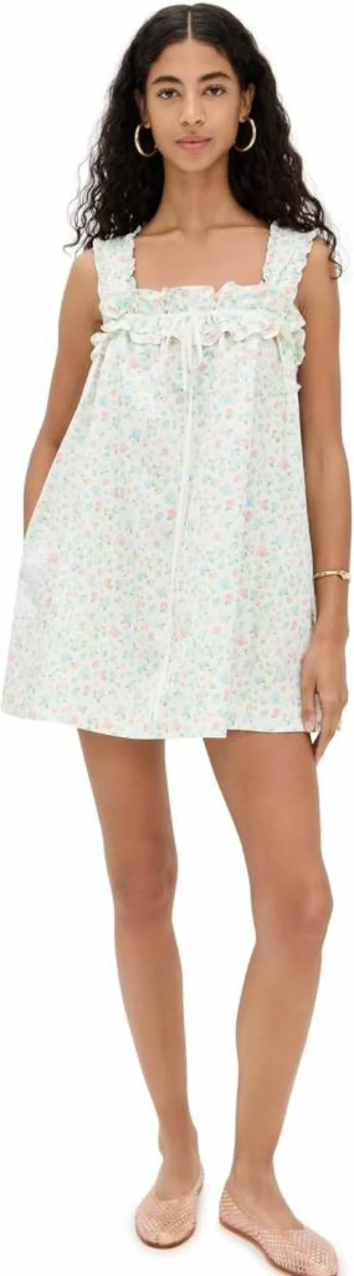 For Love & Lemons Women's Floral Summer Breeze Mini Dress - Boho Chic Short Sleeve Party Dress