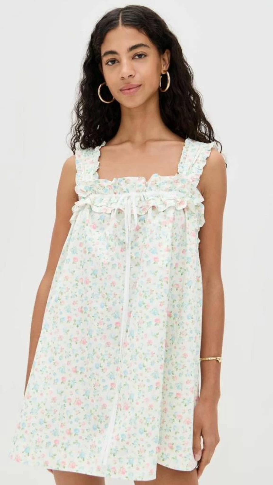 For Love & Lemons Women's Floral Summer Breeze Mini Dress - Boho Chic Short Sleeve Party Dress